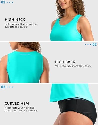 G Gradual Tankini Tops for Women High Neck Swimsuits Swim Top Modest Bathing Suit Swimwear Tank Top only No Bottom thumbnail 5