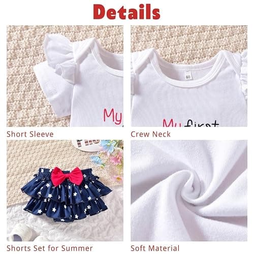 Aalizzwell Infant Baby Girls 4th of July Clothes thumbnail 4