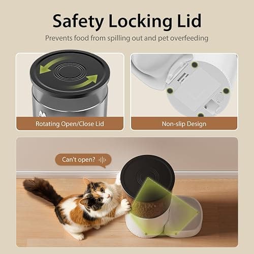 IMIPAW Automatic Cat Feeders, Timed Cat Dry Food Dispenser with Desiccant Bag, Dual Power Supply, Programmable Portion Size, 6 Meals, 20 Portions Per Day, Auto Pet Feeder for Cats and Small Dog, White thumbnail 7