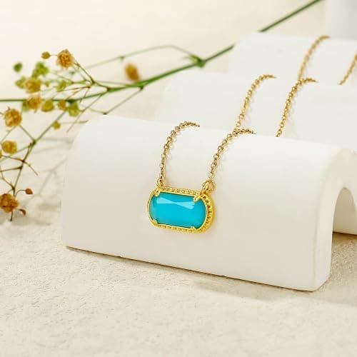 A Golden Cloud Birthstone Necklace for Women 14k Gold Plated Preppy Oval Stone Necklaces Trendy Zircon Pendant Necklaces Birthday Gifts for Women Mom Wife Friends thumbnail 7