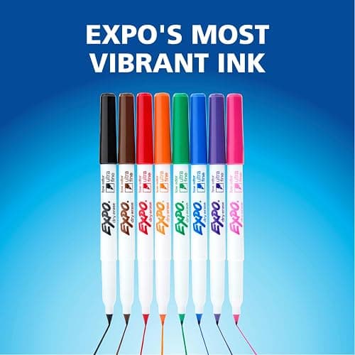 EXPO Dry Erase Markers, Low Odor Ink, Assorted Colors, Ultra Fine Tip, 8 Count - Whiteboard, Calendar, Organization, School Supplies thumbnail 8