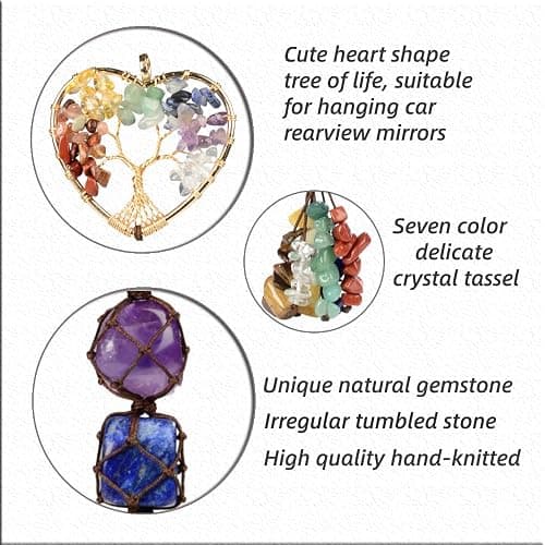 Gemstones Healing Feng Shui Crystals Window Car Decorations Hanging Ornament for Home Decor Party Decor（Heart Shape） thumbnail 7