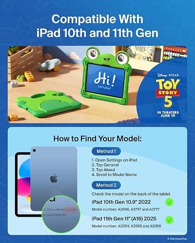 Belkin Disney Pixar Toy Story 5 Lilypad iPad A16 Kids Case, 11th/10th Gen | Shockproof Protective Kids Case for iPad A16 11th Gen and 10th Gen with Easy-grip Handle, Kickstand, Durable Non-toxic Design thumbnail 2