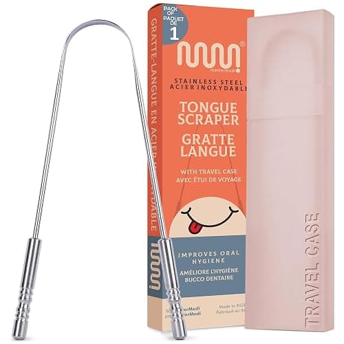 MasterMedi Tongue Scraper with Case Easy to Use Tongue Scraper for Adults, Tongue Cleaner for Oral Care & Hygiene (Single Pack (with Travel Case)) - Image 1