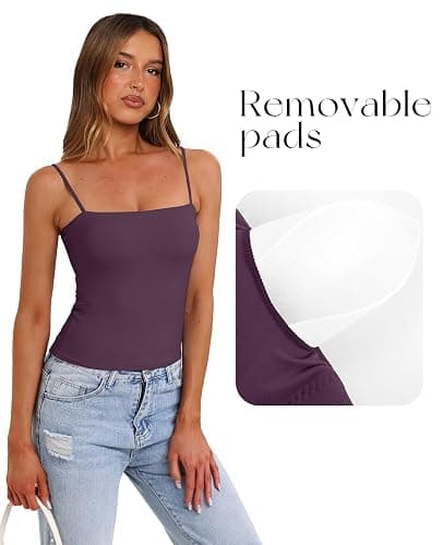 Darong Women's Tank Tops with Built-in Bra Spaghetti Straps Crop Tank Top Summer Y2K Going Out Sleeveless Cami Shirt thumbnail 3