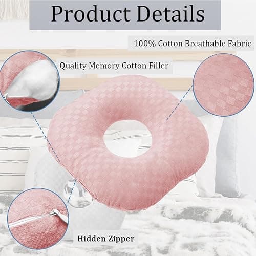 Wuronsa Ear Piercing Pillow with Hole for Cartilage Piercings, CNH Support | Adjustable cotton pillow designed for side sleepers, fresh piercings, sensitive ears and pressure reduction while sleeping thumbnail 4