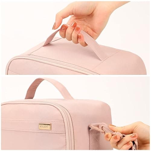 NISHEL Lunch Bag for Women, Insulated Two Separate Compartments Meal Box with Adjustable Shoulder Strap, Leakproof Cooler Case for Work, Pink thumbnail 7