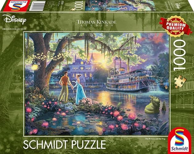 Schmidt 57527 Thomas Kinkade, Disney, Il principe ranocchio, La principessa e il ranocchio, puzzle da 1000 pezzi thumbnail 4