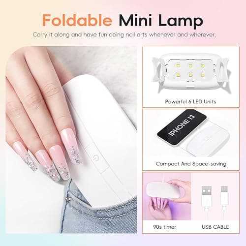 PEACECOLOR 52Pcs Poly Nail Gel Kit with Drill and U V Light 24 Colors Poly Nail Extension Gel with Cat Eye Nail Polish Glossy Matte Top Coat Nail Rhinestones Starter Kit Home Salon DIY Gifts for Women thumbnail 8