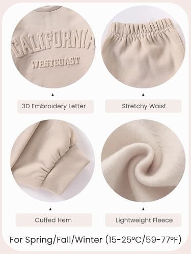 Yvowming 8-12Y 2 Piece Girls Clothes Outfits Sweatsuit Sets Oversized Sweatshirt and Baggy Sweatpant Fall Winter Clothing thumbnail 6