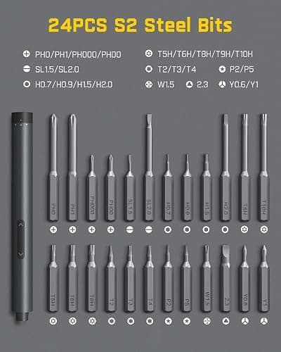 Fanttik E1 Pro Mini Electric Screwdriver, Precision Screwdriver Set with LED Light, 24 Magnetic Bits, Max. 3 N.m, Magnetic Storage, 5/32''Hex, Repair Tool Set for Phone Camera Laptop Watch thumbnail 3