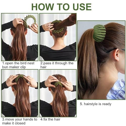 Bird Nest Magic Hair Clip - Expandable Hair Bun Maker Hair Accessories for Women Ponytail Holder Hair Bun Clip for Thin Thick Fine Curly Hair, Plastic Hair Barrettes Hair Scrunchies thumbnail 2