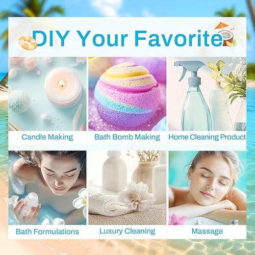 Summer Essential Oils for Diffusers for Home, 6X10ml Fragrance Oils Set, Aromatherapy Oils for Candles Making - Coconut, Pineapple, Beach, Breeze, Lemon, Summer Night | Gift Set for Women, Home, Spa thumbnail 5