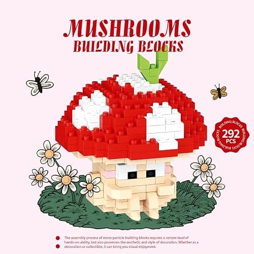 Hide Mushroom Mini Cute Mushroom Animals Building Toy Set Adorable Plant Blocks for Creative Play Bonsai Botanical Collection thumbnail 3