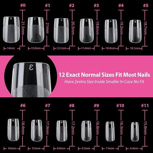 UNA GELLA Nail Tips Short Square, Pre-buff Matte Gel Nails Tips Short Square Nail Tips 120pcs Clear Full Cover False Fake Nails for Nail Extensions DIY Home Salon 12 Sizes for Women thumbnail 7