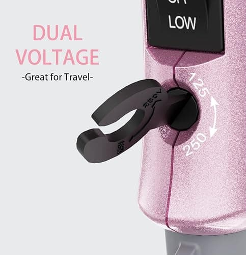 DAN Technology Travel Hair Dryer,Dual Voltage HairDryer,Mini Blow Dryer with Concentrator,Small Hair Dryer with Diffuser,European hairdryer with European Plug,Pink Blow Dryer for Women thumbnail 4