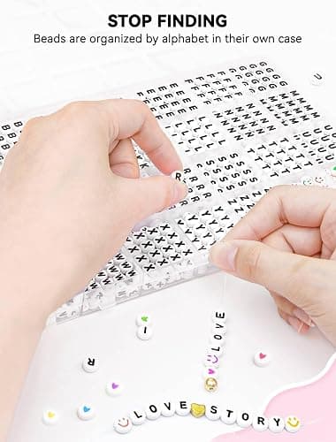 ARTDOT 1400 PCS Letter Beads for Jewelry Making Kit, 28 Styles Alphabet Beads for Friendship Bracelets Assorted Preppy Beads with Storage Case thumbnail 3