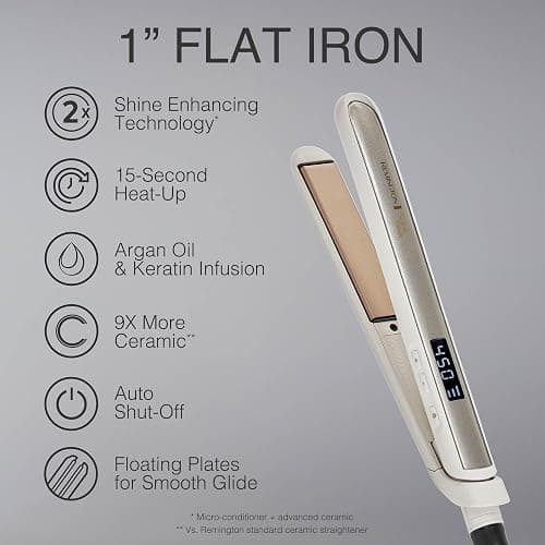 Remington Shine Therapy 1 Inch Hair Straightener, Argan Oil & Keratin | Keratin ceramic plates deliver smooth results; this flat iron reduces frizz for ideal hair styling. thumbnail 2