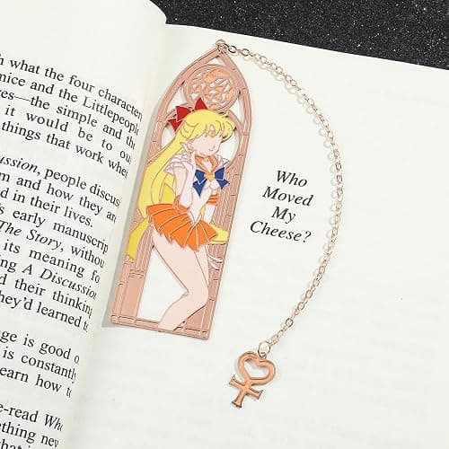5 Style Anime Magical Girl Book Marks - Metal Bookmarks Gifts for Girls, Anime Fans, Book Lovers Student Men Women, Birthdays, Christmas, Valentine, School Supplies Book Accessory (Orange Girl) thumbnail 7