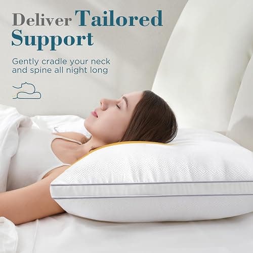 viewstar Pillows Queen Size 2 Pack, Firm Support Gusseted Bedding, White | Down Alternative, Fluffy Plump Fill, Hotel Quality, Oeko-Tex Certified, Machine Washable, for Side Back or Stomach Sleepers thumbnail 3