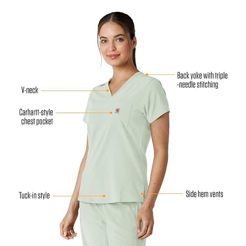 Carhartt Force Cross-Flex Women's Tuck-in Scrub Top, Big Sky, S thumbnail 2