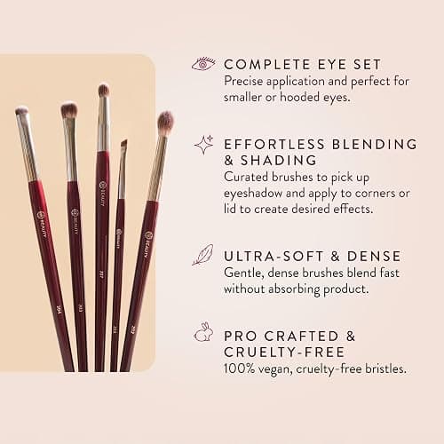 BK BEAUTY - BRUSH SET FOR HOODED OR SMALLER EYES (5PC) - Eyeshadow Brush Set for Blending, Smudging & Defining Eyeshadow and Eyeliner | Premium Eye Makeup Brushes for Precise Application thumbnail 3