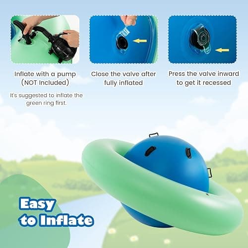 HONEY JOY 8-Foot Inflatable Dome Rocker Bouncer, Giant Roll and Play Seesaw Rocker w/6 Handles, Max Weight 250 Lbs, Blow Up Backyard Toy for Outdoor Game Activities, Gift for Boys Girls Ages 5+(Green) thumbnail 5