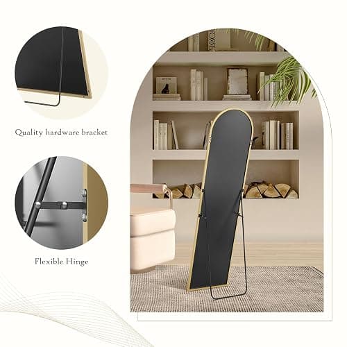 Aidoly Mirror Full Length, Upgraded Body Wall Mirrors with Shatter-Proof Glass, Floor Standing, Hanging or Leaning, Tall Mirror with Stand Aluminum Alloy Frame for Bedroom thumbnail 4