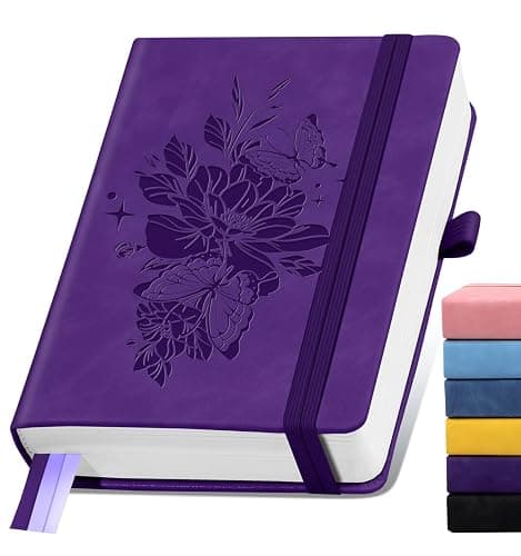 Lined Journal Notebook 365 Pages, A5 Leather Journals for Writing Women & Men, Hardcover Notebook with 100GSM Thick Paper, Daily Journal Notebook for Travel, Work, School, Note Taking, College Ruled - Image 1