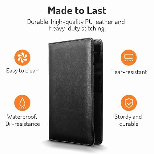 Server Book with 2 Zipper Pockets, Leather Server Books for Waitress, Waiter Book, Sturdy Waitress Book with Money Pocket and Zipper, Servers Book Waitress Accessories Fit Server Apron, Glitter Black thumbnail 4