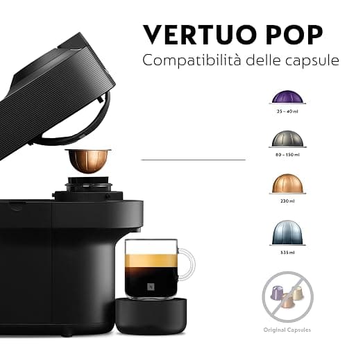 De'Longhi Nespresso Vertuo Pop ENV90.B, Macchina Caffè a Capsule con Tecnologia Centrifusion, 4 Formati in Tazza, Incluso Set di Benvenuto con 12 Capsule, 1260W, Liquorice Black thumbnail 7
