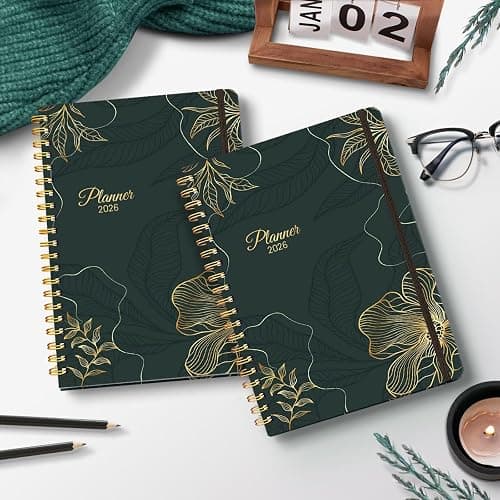 2026 Planner, A5 Weekly and Monthly Planners with Tabs, Spiral Bound Daily Calendar 2026 Planner, Agenda Organizers from Jan. to Dec., Hardcover Habit Tracker Journal 6.18" x 8.5" (Black Gold) thumbnail 7