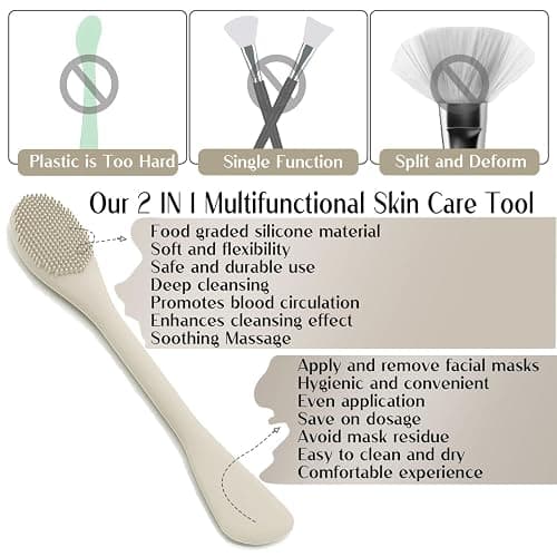 Face Mask Brush Applicator, Mask Brushes For Facials Cleansing & Exfoliating, Facial Clay Mask Applicator Tool Silicone Mask Spatula Cream Skincare For Apply Cream, Lotion, Mud, Clay (Black+Starlight) thumbnail 2
