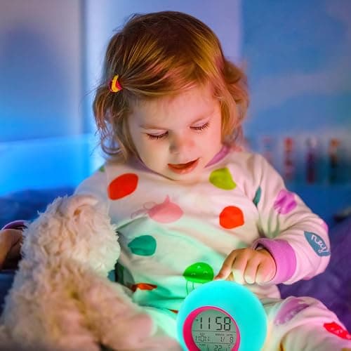 Tarklanda Kids Alarm Clock,Moon Stars Projector Alarm Clock,7 Color Changing Night Light,Snooze Touch Control Temperature for Kids’ Bedroom, Digital Clock for Girls Boys Children thumbnail 2