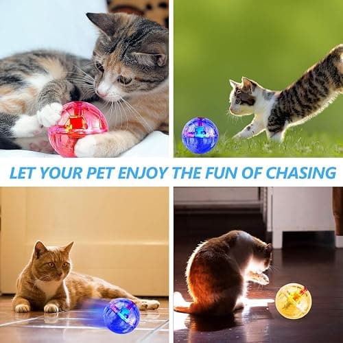 Sratte 6 Pcs Ghost Hunting Cat Ball Activated Cat Toy Motion LED Light Pet Balls Motion Dog Interactive Pet Toys Glowing Mini Running Exercise Supplies for Animals Activity (Clear) thumbnail 7