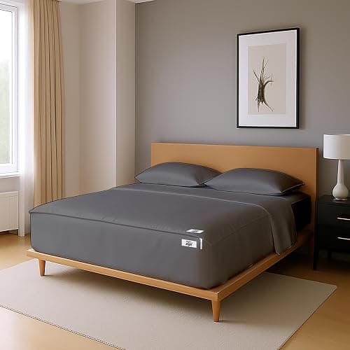 Zipper Fitted Sheet Twin XL Zip On Sheets 39x80 Inch Zip Sheets Easy Change 1 Base + 2 Zipper Sheet, Won’t Pop Off Sheet, 500TC Cotton Blend Satin Finish, 18” Deep Pocket - Charcoal Grey, Twin XL thumbnail 2