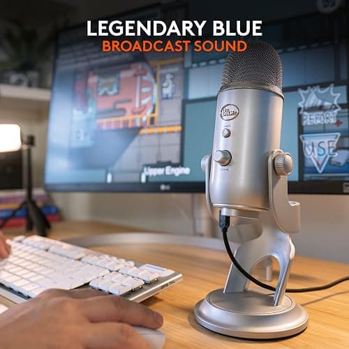 Logitech Creators Blue Yeti USB Microphone for Gaming, Streaming, Podcast, YouTube, Discord, PC, Studio Sound, Plug & Play-Silver thumbnail 3