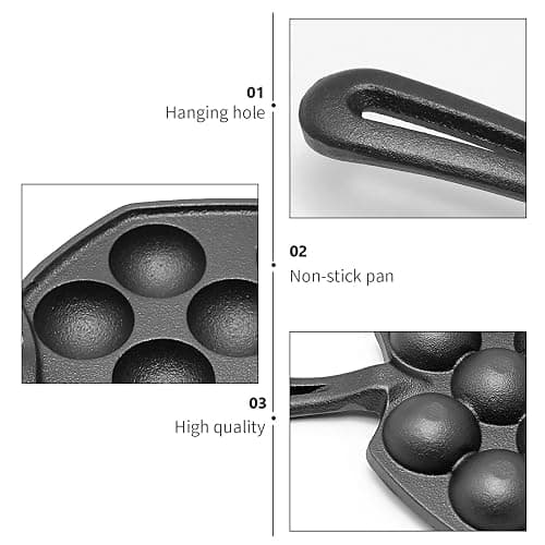 Anxingo Cast Iron Takoyaki Pan - 12 Hole Heavy Duty Square Cooking Plate Octopus Ball Maker 1.5" Half Sphere Takoyaki Maker for Baking Cooking thumbnail 4