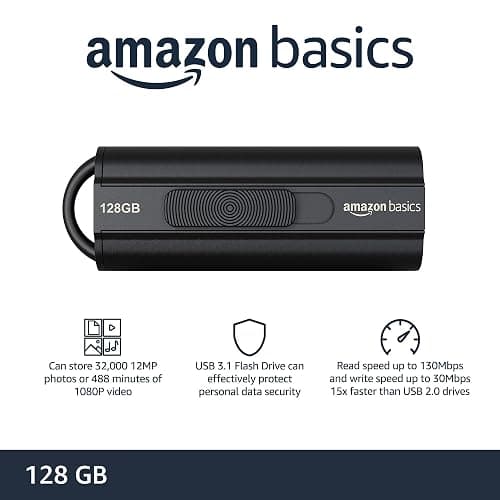 Amazon Basics 128 GB Ultra Fast USB 3.1 Flash Drive, Black thumbnail 2