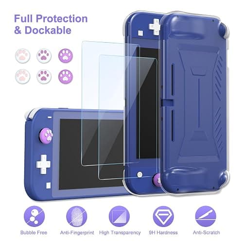 innoAura Switch Lite Case 18-in-1 Accessories Bundle for NS Switch Lite (2019), with Protective Carrying Case, Game Holder, Screen Protector & Cute Thumb Grips, Purple thumbnail 7