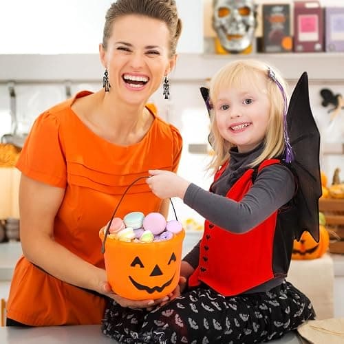 Jenaai 12 Halloween Trick or Treat Buckets Halloween Pumpkin Buckets Halloween Party Favors Pumpkin Face Candy Basket Plastic Pail Candy Bowl Holder with Handle or Party Decoration (Orange) thumbnail 5