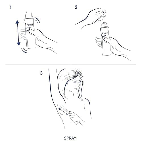 Dove Antiperspirant Dry Spray - Invisible - Clear Finish - 3.8 OZ (107 g) Per Can - Pack of 3 Cans thumbnail 6
