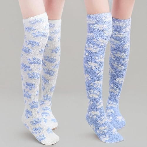 Littleforbig Cute Coral Fleece Thigh High Long Paws Pattern Socks 2 Pairs thumbnail 7