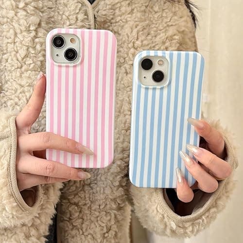 Luukalubo Blue Striped Phone Case for iPhone 16 6.1in,Cute Trendy Aesthetic Minimalist Vertical Lines Pattern Chic Elegant Classic Girly Slim Protective Cover,Blue and White thumbnail 2