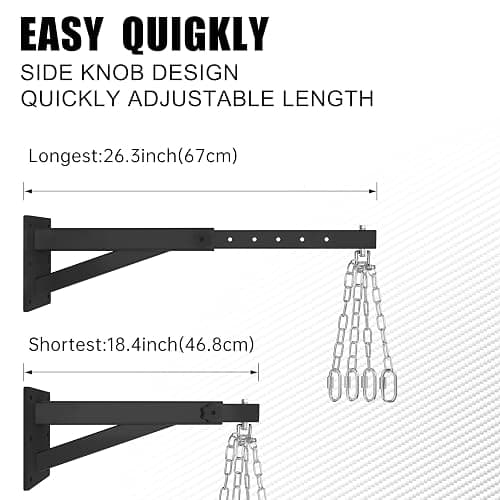 VivaZen Adjustable Heavy Duty Bag Hanger,Wall Mount Punching Bag Hanger,Thickened Steel Plate and Stainless Steel kit for Home Gym Indoor Outdoor (Supports up to 900Ib) thumbnail 2