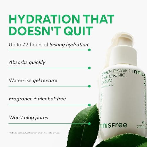 innisfree Green Tea Seed Hydrating Serum with Hyaluronic Acid & Niacinamide, Korean Face Serum for Glow thumbnail 5