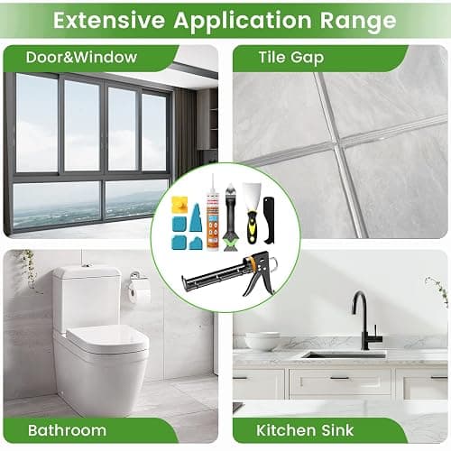 Professional Caulk Gun Kit with Caulk Remover & Silicone Sealant - 5 in 1 Caulking Tool Set for Caulking Removal, Includes Caulking Gun Tool, Silicone Scraper thumbnail 8