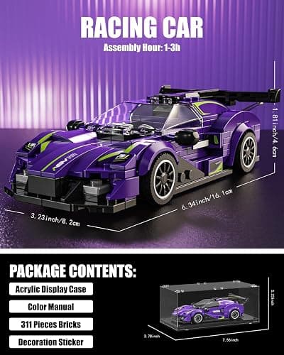 TYCOLE TGL Super Sports Car Building Block Set with Display Case, Speed Racing Car Building Toys for Kids and Adults, Collectible Model Cars Kits Gift for Technic Cars Lovers Boys 6+ (316PCS) thumbnail 2