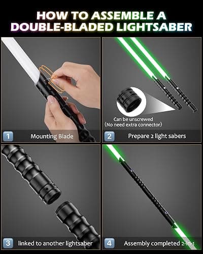 2 in 1 Dueling Lightsaber Double Light Saber,Lightsabers for Adults Christmas Birthday Gifts, 2Packs Fx Saber with 12 Colors Light Sabers for Kids Toys Teens Halloween Cosplay Children's Day Party thumbnail 6