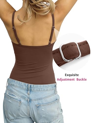 Eachyes Womens Adjustable Spaghetti Strap Tank Top Square Neck Camisoles Fitted Sleeveless Shirts Summer Going Out Clothes thumbnail 4